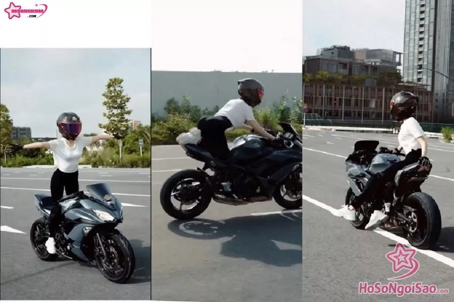Ngọc Trinh có hành động nguy hiểm khi điều khiển moto