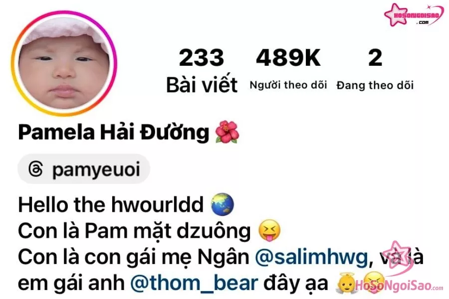 Tài khoản Instagram của Pam