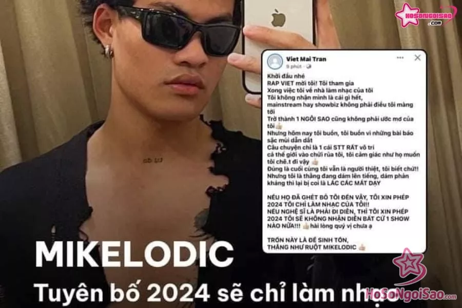 Mikelodic tuyên bố chỉ làm nhạc, không nhận show năm 2024