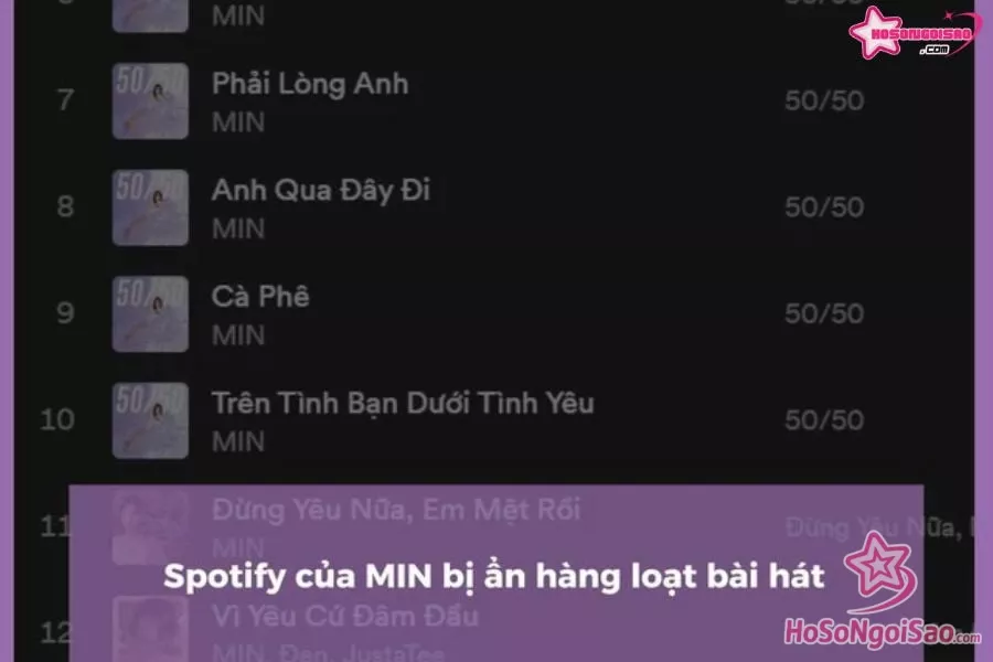 Spotify của Min đã ẩn album "50/50"