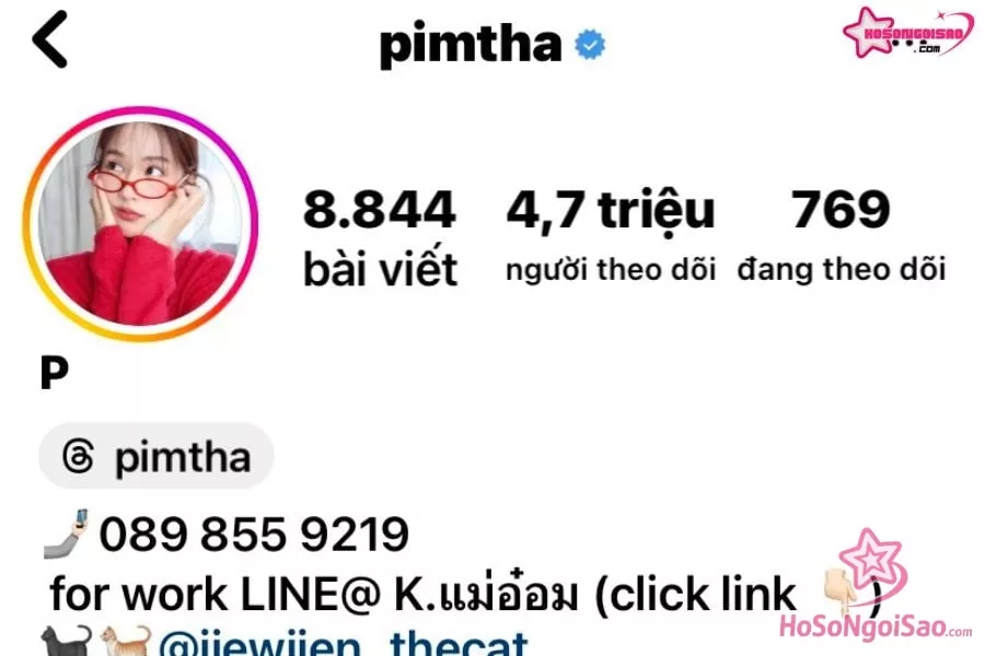 Tài khoản instagram của Pimtha