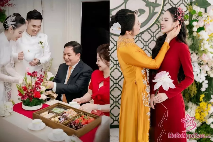 Hương Liên và ông xã thiếu gia trong lễ ăn hỏi