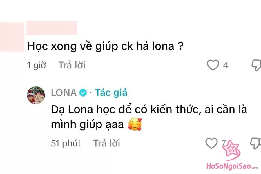 Lona Kiều Loan úp mở khi có người hỏi đi học thêm để phụ giúp chồng
